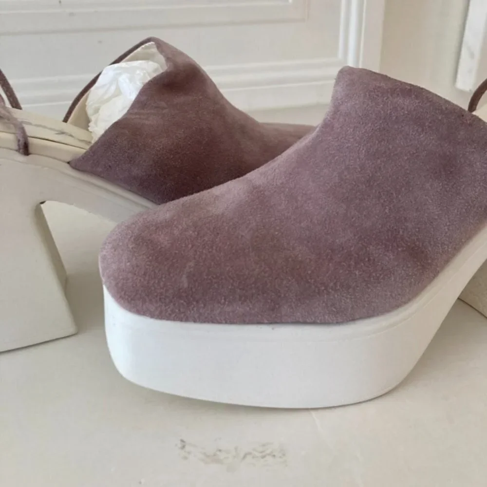 Free People Lace Up Purple Suede Platforms Sz 38 - Picture 2 of 8